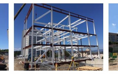 Steelwork assembled at the new Greenock Health and Care Centre